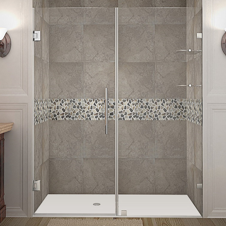 Nautis GS 67" x 72" Frameless Clear Glass Shower Door with Stainless Steel Hardware