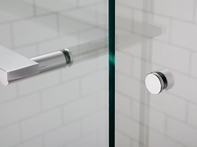 Revel 60'' Frameless Sliding Shower Door in Polished Silver with Clear Glass
