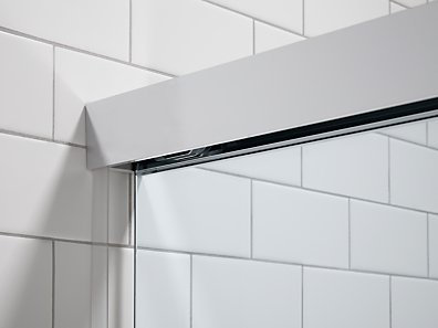 Revel 60'' Frameless Sliding Shower Door in Polished Silver with Clear Glass