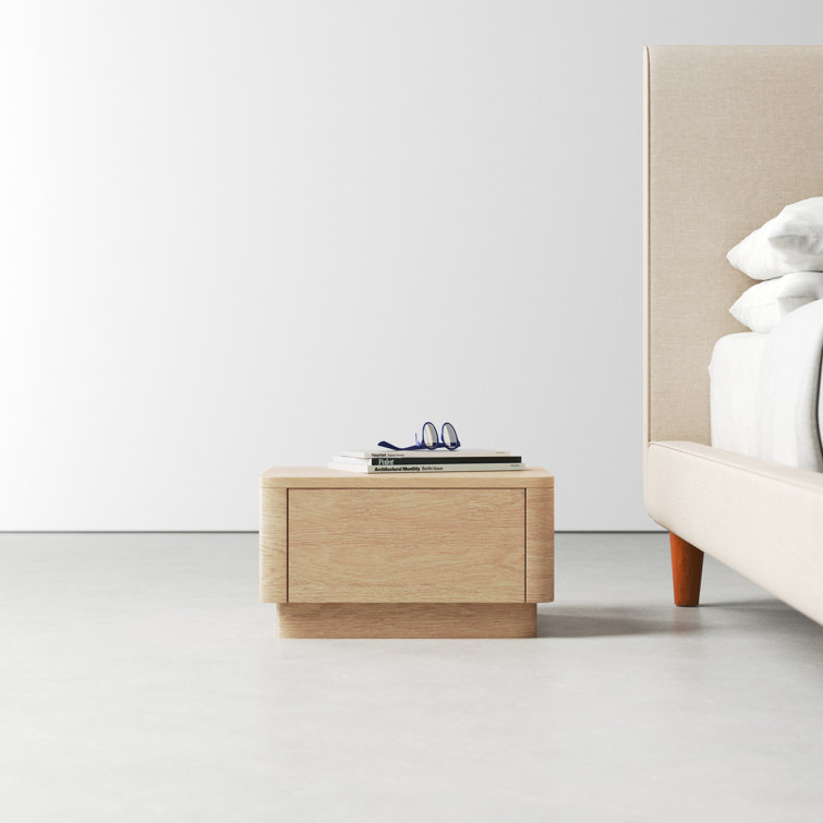 Transitional Brown Oak Nightstand with Spacious Drawer