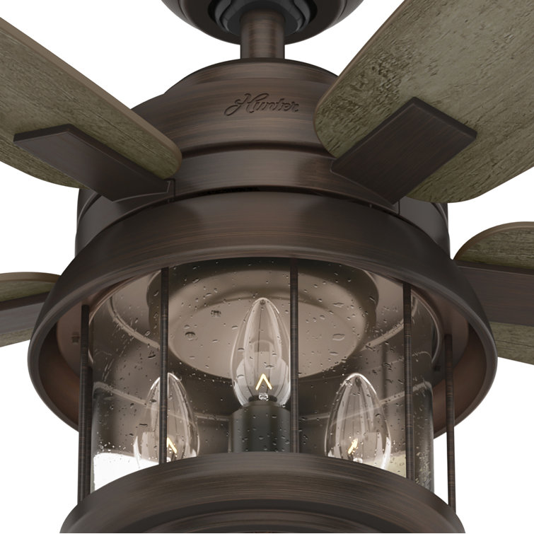 52" Weathered Copper Ceiling Fan with Light and Remote