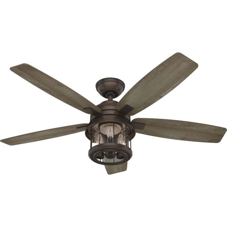 52" Weathered Copper Ceiling Fan with Light and Remote