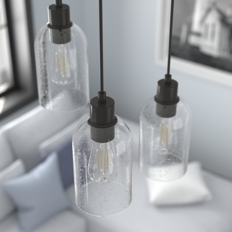 Noble Bronze Seeded Glass LED Pendant Light