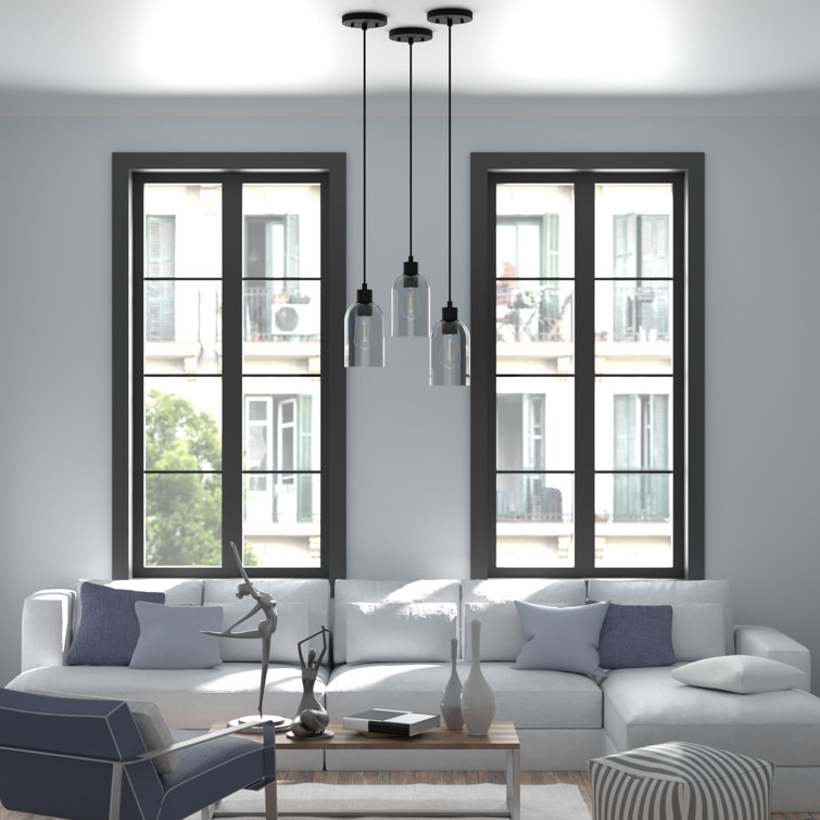 Lochemeade Smoked Glass Farmhouse Pendant Light in Natural Black Iron