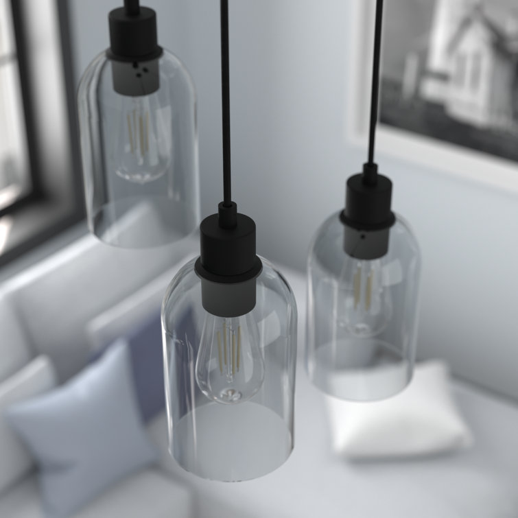 Lochemeade Smoked Glass Farmhouse Pendant Light in Natural Black Iron