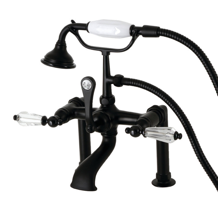 Matte Black Brass Clawfoot Tub Faucet with Hand Shower