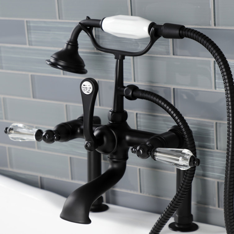 Matte Black Brass Clawfoot Tub Faucet with Hand Shower