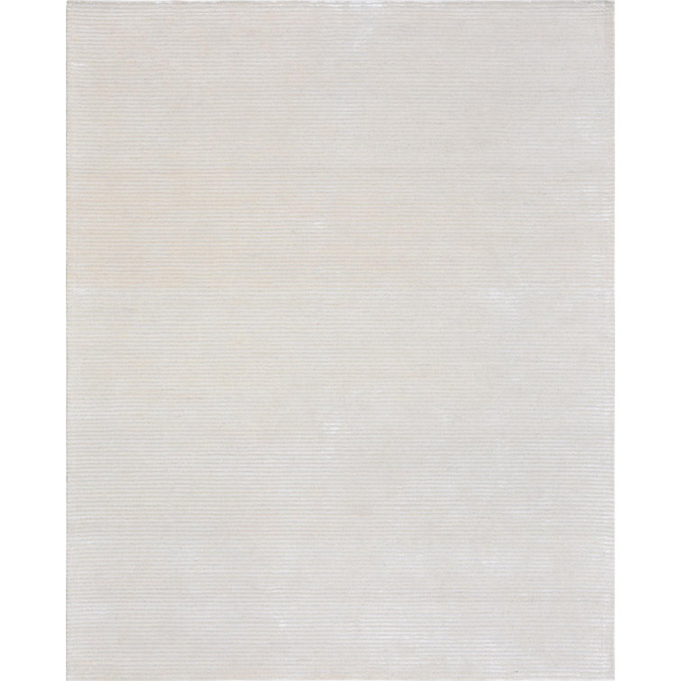 Hand-Tufted Beige Wool and Viscose Rectangular Area Rug