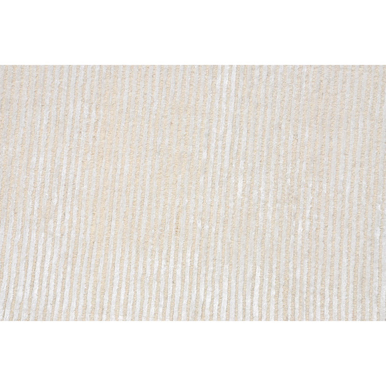 Hand-Tufted Beige Wool and Viscose Rectangular Area Rug