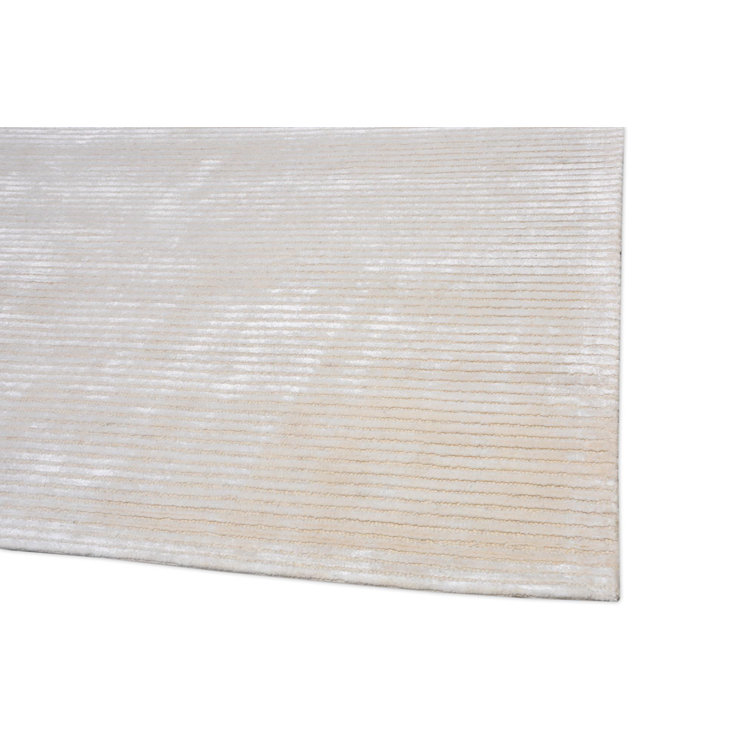 Hand-Tufted Beige Wool and Viscose Rectangular Area Rug