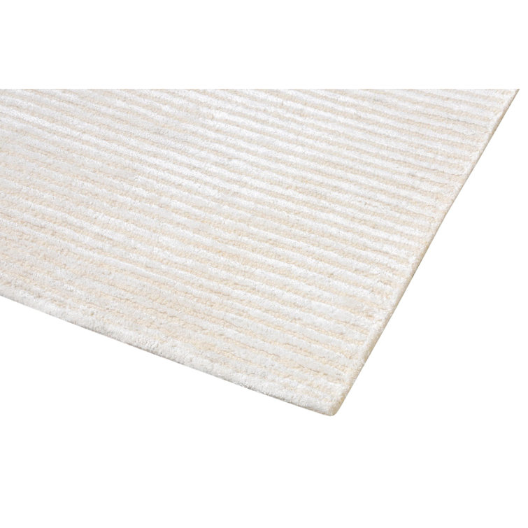 Hand-Tufted Beige Wool and Viscose Rectangular Area Rug