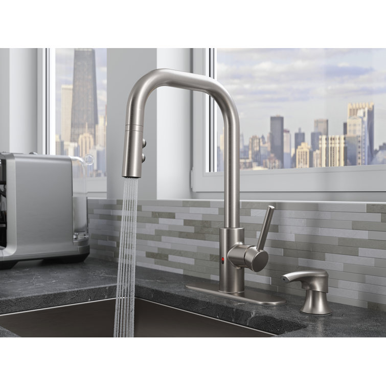 Zanna Stainless Steel Touchless Pull-Down Kitchen Faucet with Soap Dispenser