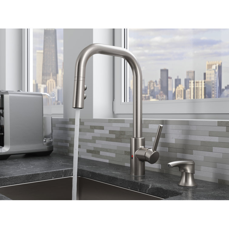 Zanna Stainless Steel Touchless Pull-Down Kitchen Faucet with Soap Dispenser