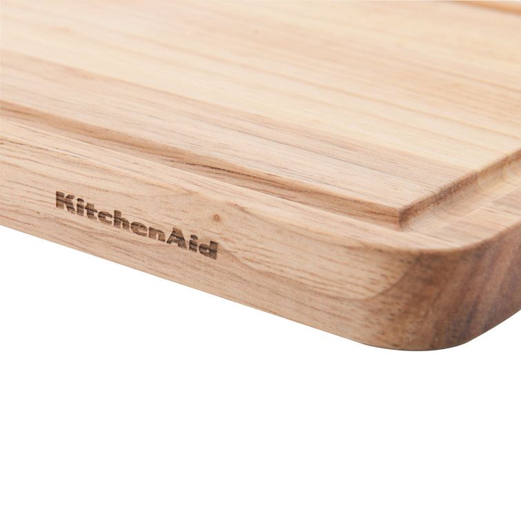 Natural Rubberwood Rectangular Cutting Board with Perimeter Trench