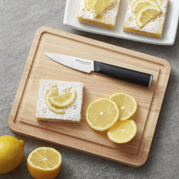 Natural Rubberwood Rectangular Cutting Board with Perimeter Trench