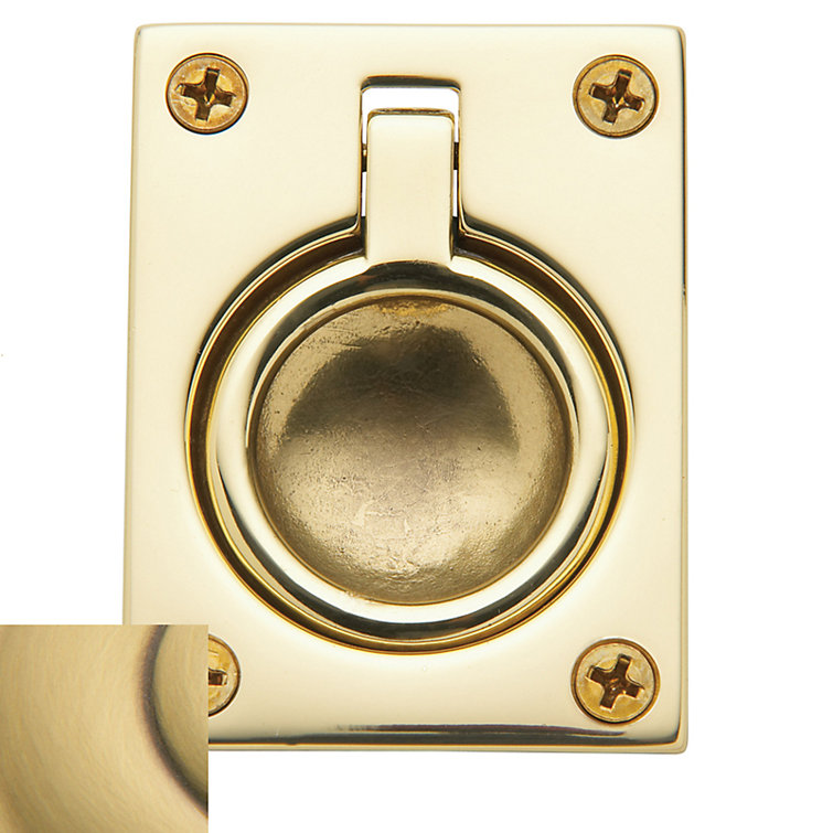 Satin Brass and Brown Flush Ring Pull with Mounting Hardware