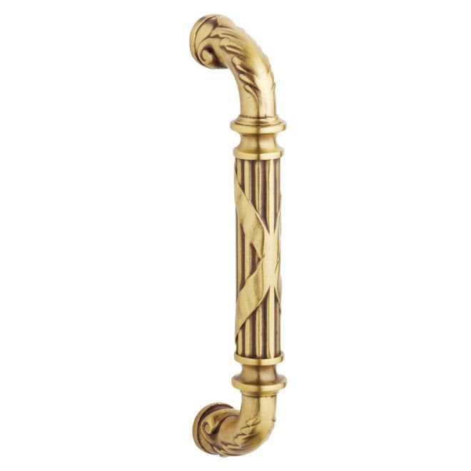 Vintage Satin Brass and Brown Solid Brass Door Pull