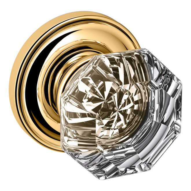 Polished Brass and Crystal Octagonal Dummy Door Knob
