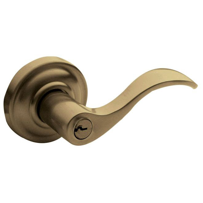 Satin Brass and Black Wave Lever Entry Door Handle