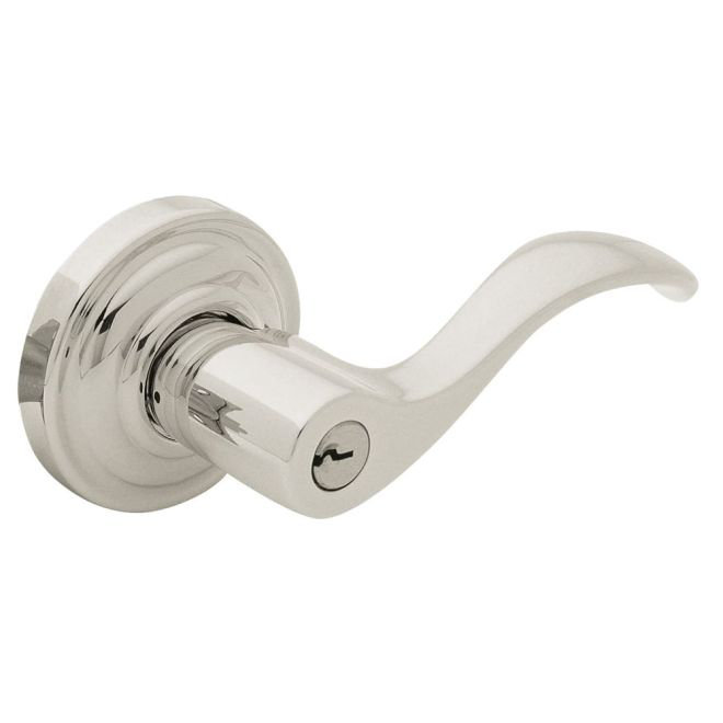 Lifetime Polished Nickel Wave Lever Entry Door Handle with Round Rosette