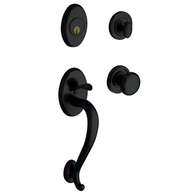 Satin Black Full Dummy Handleset with Knob and Rosette