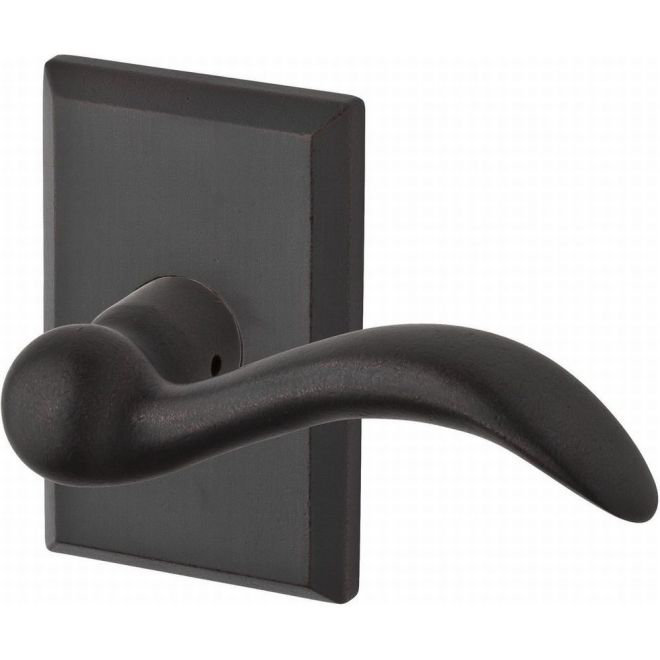 Dark Bronze Solid Brass Privacy Door Lever with Rustic Square Rose