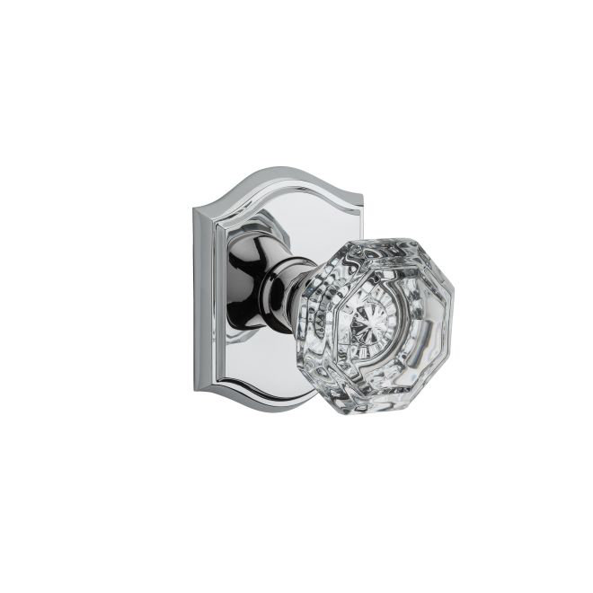Bright Chrome Crystal Dummy Door Knob with Traditional Arch Rose