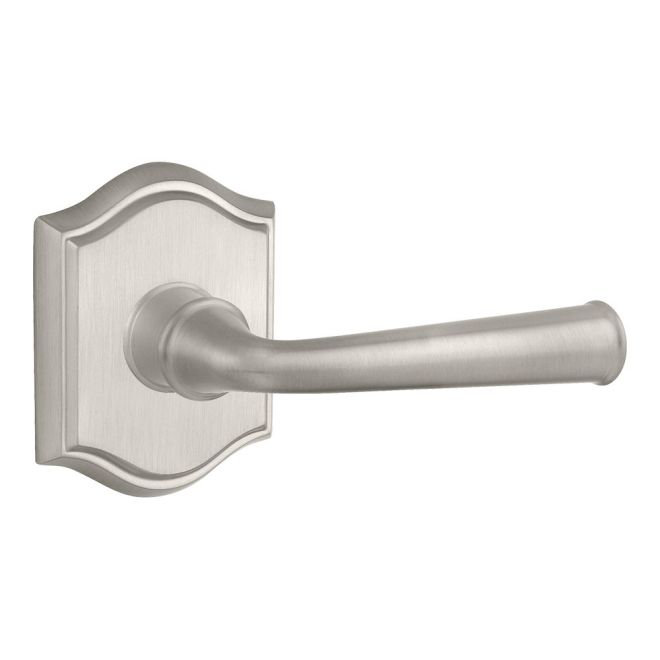 Satin Nickel Solid Interior Door Lever with Arch Rose