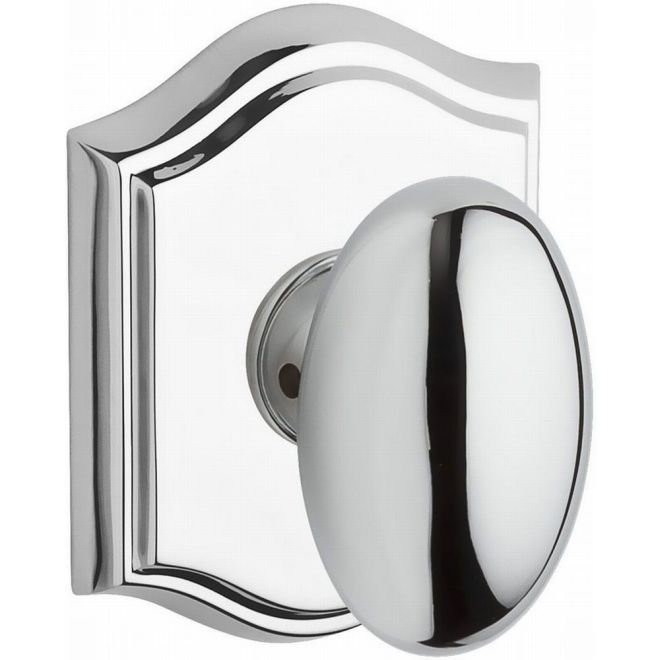 Bright Chrome Traditional Passage Door Knob with Arch Rose