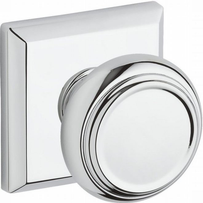 Polished Chrome Round Privacy Door Knob with Square Rose