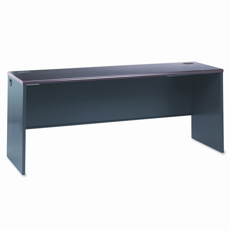 Mahogany Charcoal Steel Desk with Filing Cabinet and Drawer