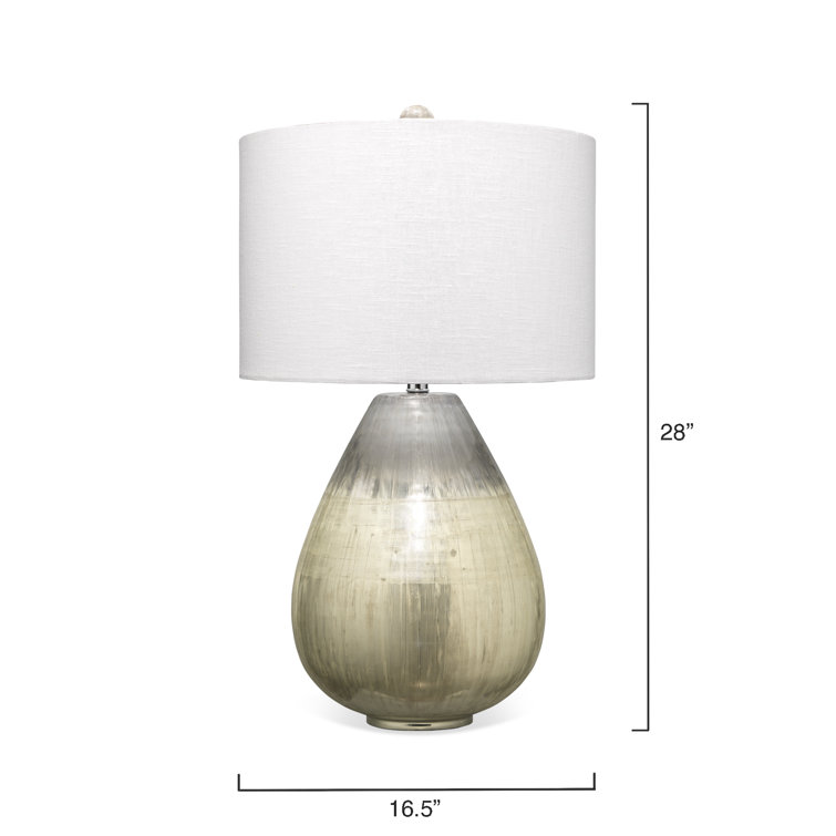 Damsel Etched Mercury Glass Table Lamp with Off-White Linen Shade