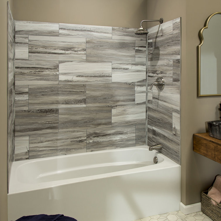Louvre Granite 23.2" x 11.1" Vinyl Tile Shower Kit