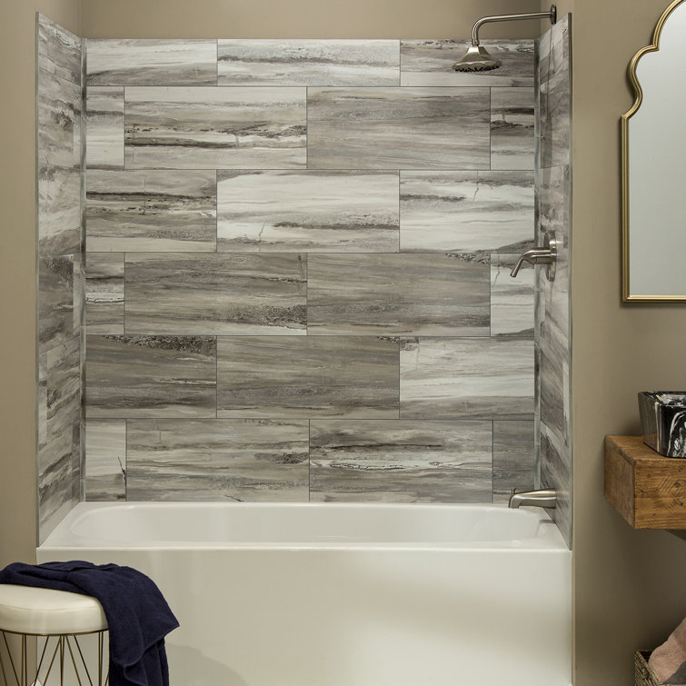 Louvre Granite 23.2" x 11.1" Vinyl Tile Shower Kit