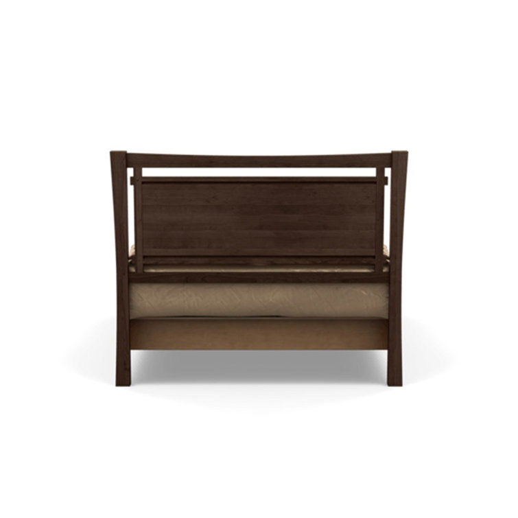 Queen Cognac Cherry Wood Frame Upholstered Storage Bed with Ebony Leather Headboard