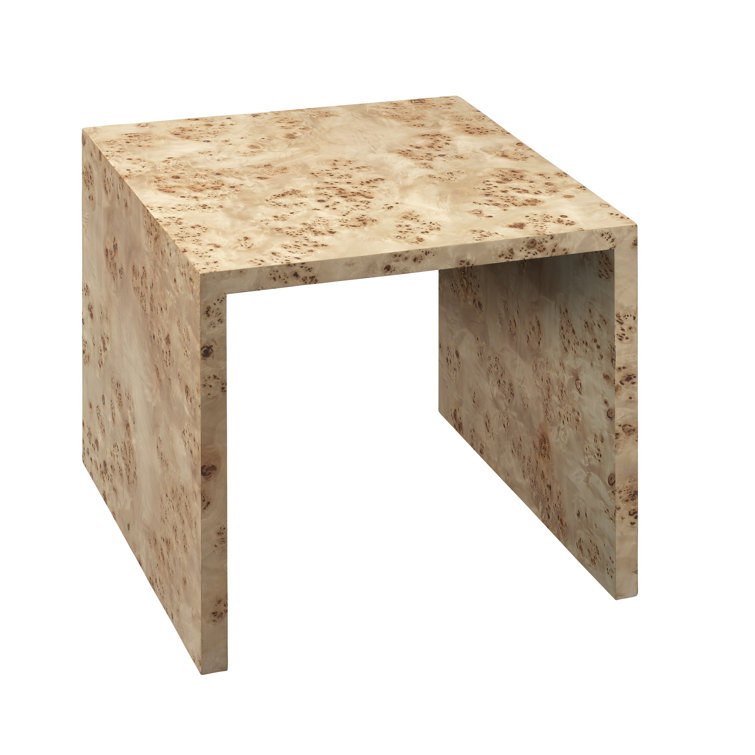 Natural Burl Wood Veneer Nesting End Tables with Marble-Like Markings