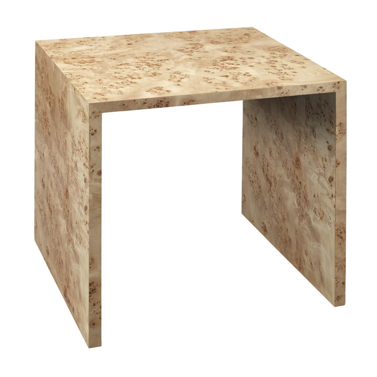 Natural Burl Wood Veneer Nesting End Tables with Marble-Like Markings