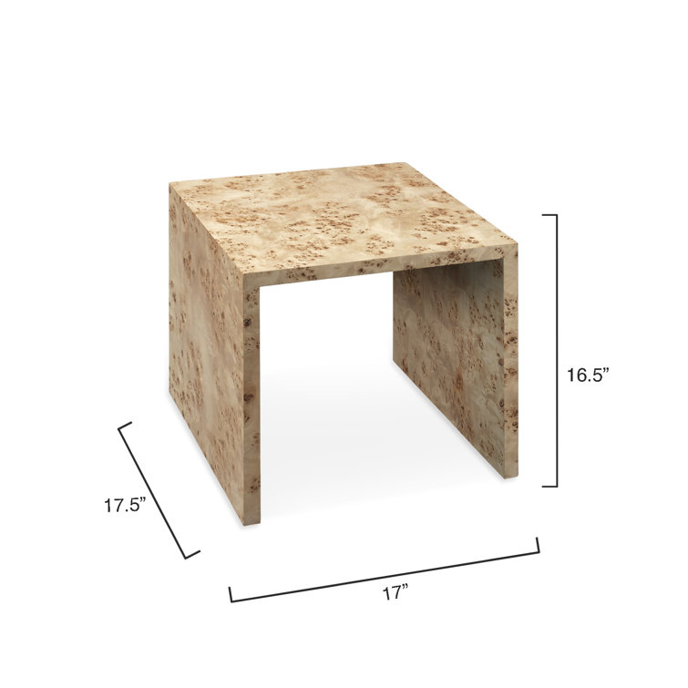 Natural Burl Wood Veneer Nesting End Tables with Marble-Like Markings