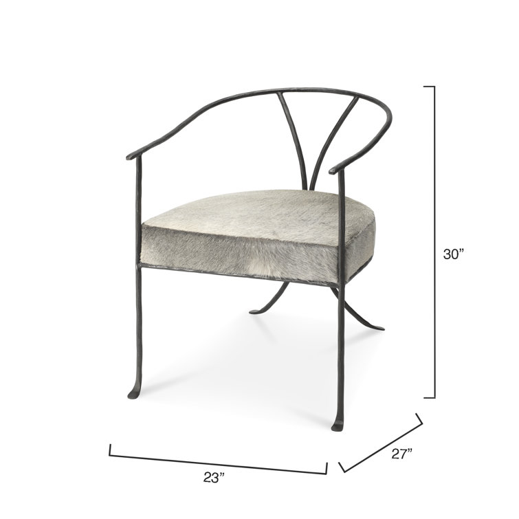 Gray Leather and Black Iron Handcrafted Armchair