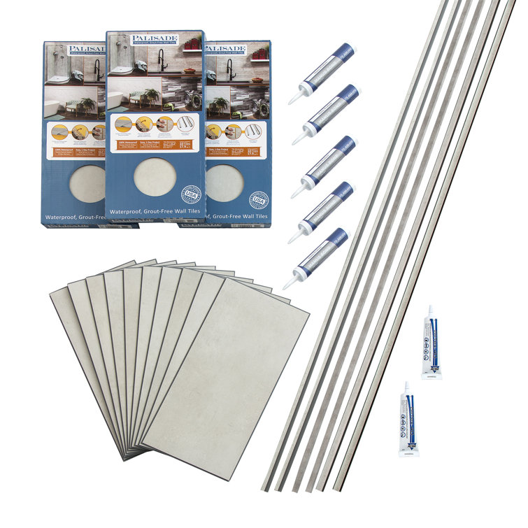Palisade 23.2 in x 11.1 in Wintry Mix Vinyl Shower Kit