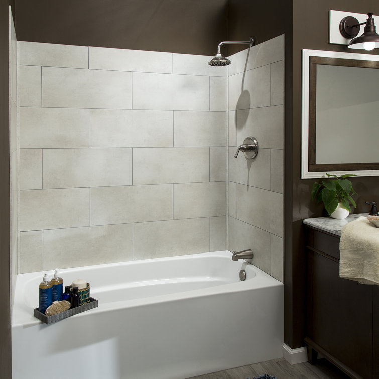 Palisade 23.2 in x 11.1 in Wintry Mix Vinyl Shower Kit