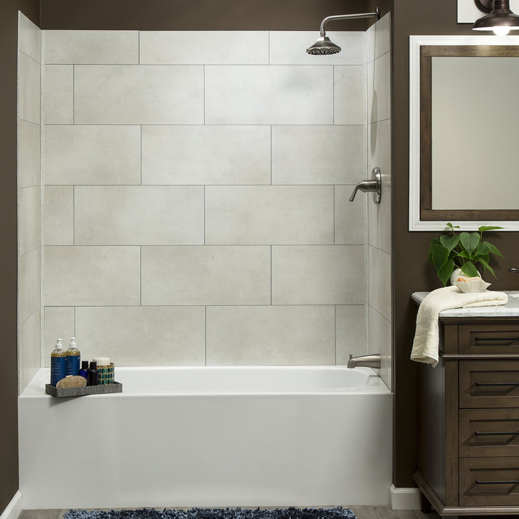 Palisade 23.2 in x 11.1 in Wintry Mix Vinyl Shower Kit