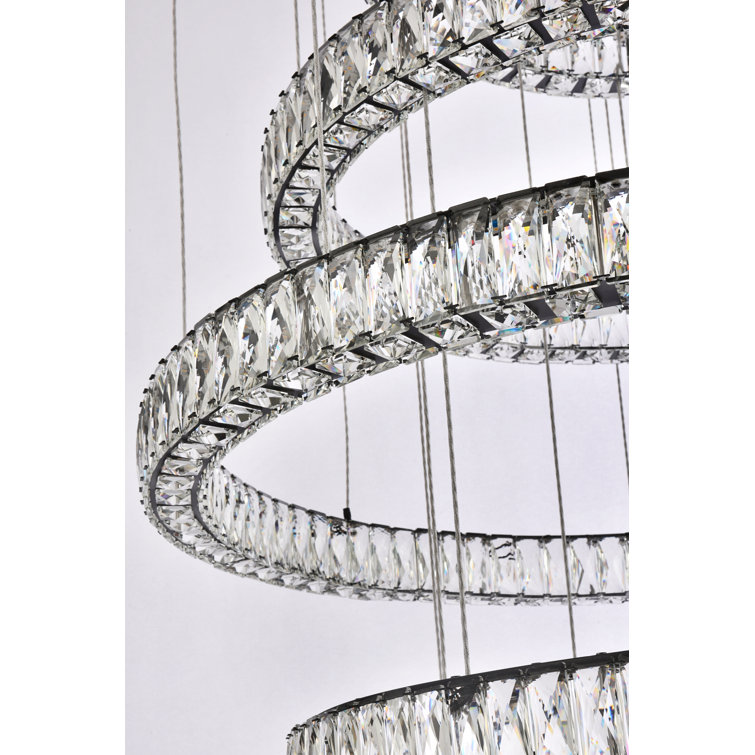 Black Metal and Crystal Tiered LED Chandelier