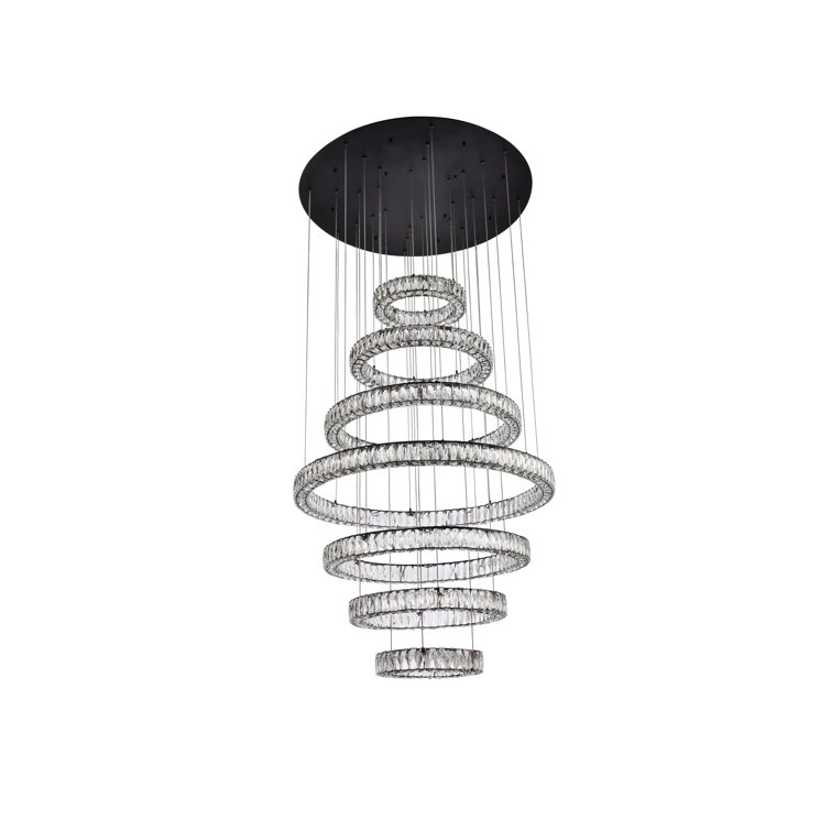 Black Metal and Crystal Tiered LED Chandelier