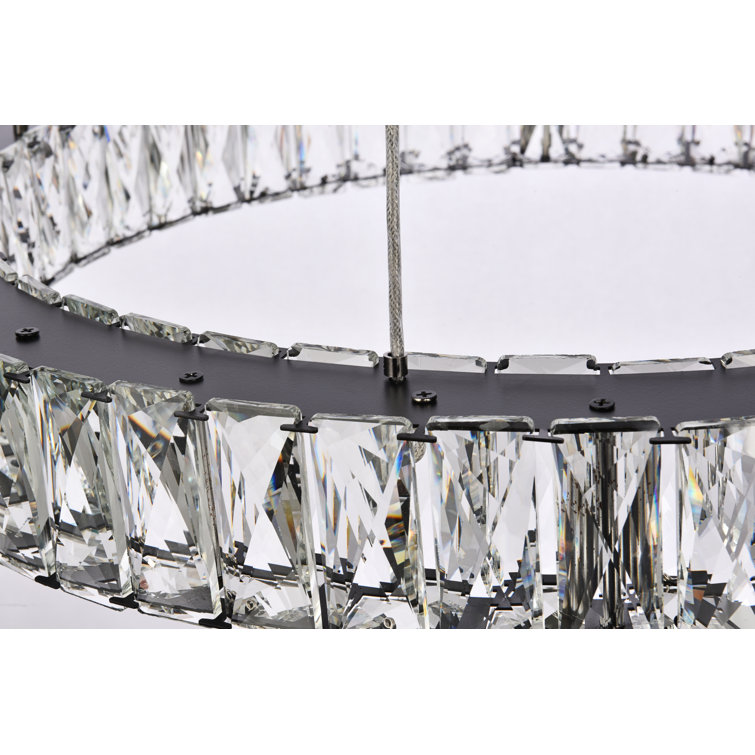 Black Metal and Crystal Tiered LED Chandelier