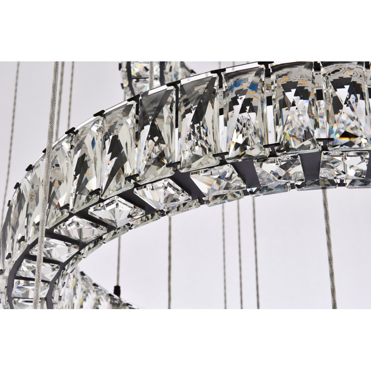 Black Metal and Crystal Tiered LED Chandelier