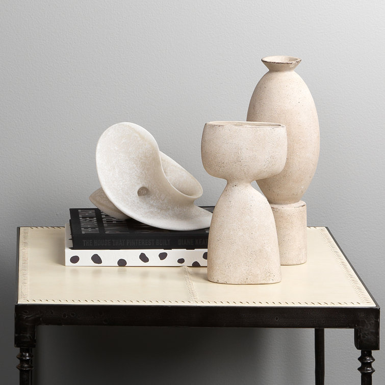 Handcrafted Coastal Ceramic Table Vase with Narrow Waist