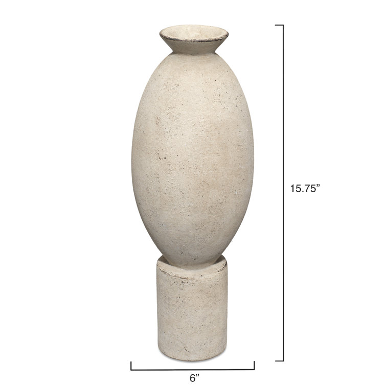 Handcrafted Off-White Ceramic Table Vase with Rustic Finish