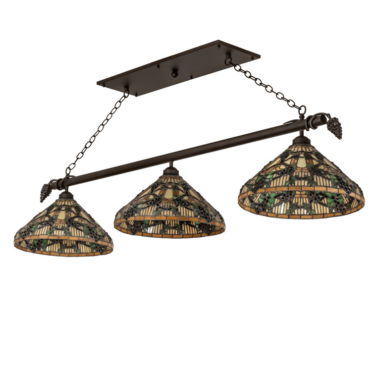 Oil Rubbed Bronze 69" 3-Light Pendant with Amber Glass Shades
