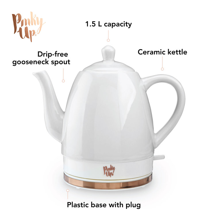 Noelle 1.5L Grey Ceramic and Rose Gold Electric Tea Kettle